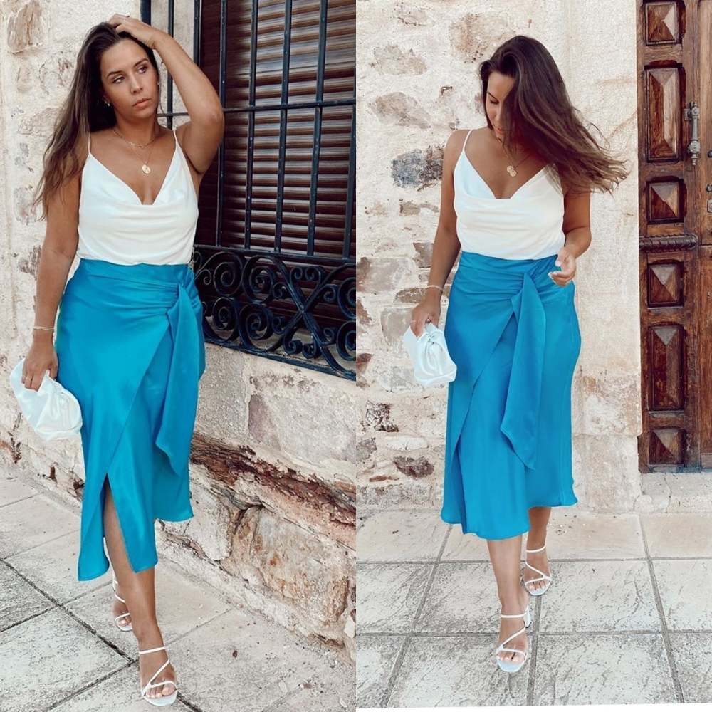 🎈 RESTOCK! Zara Satin skirt with knot - Picture 9 of 16